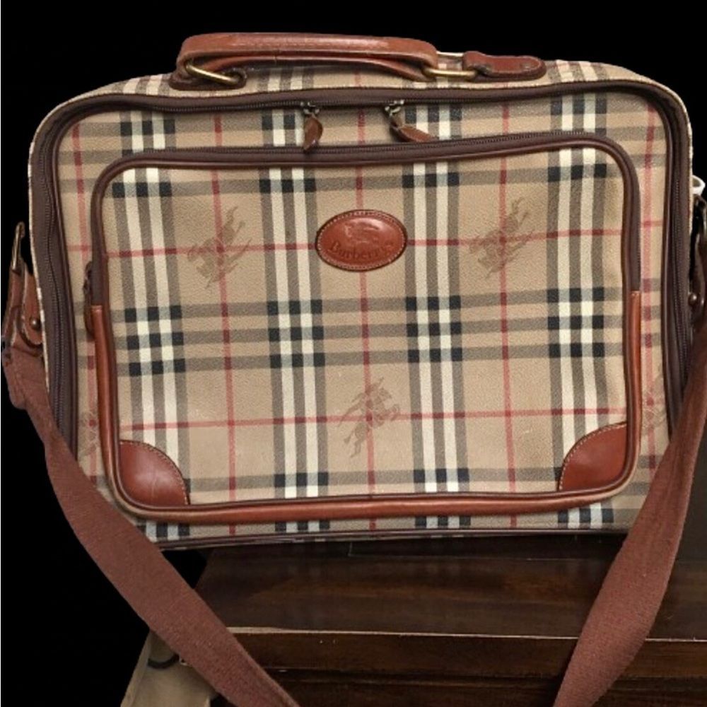 BURBERRY Nova Check Laptop Messenger Crossbody Bag Suitcase Weekend Travel Bag - Picture 3 of 17